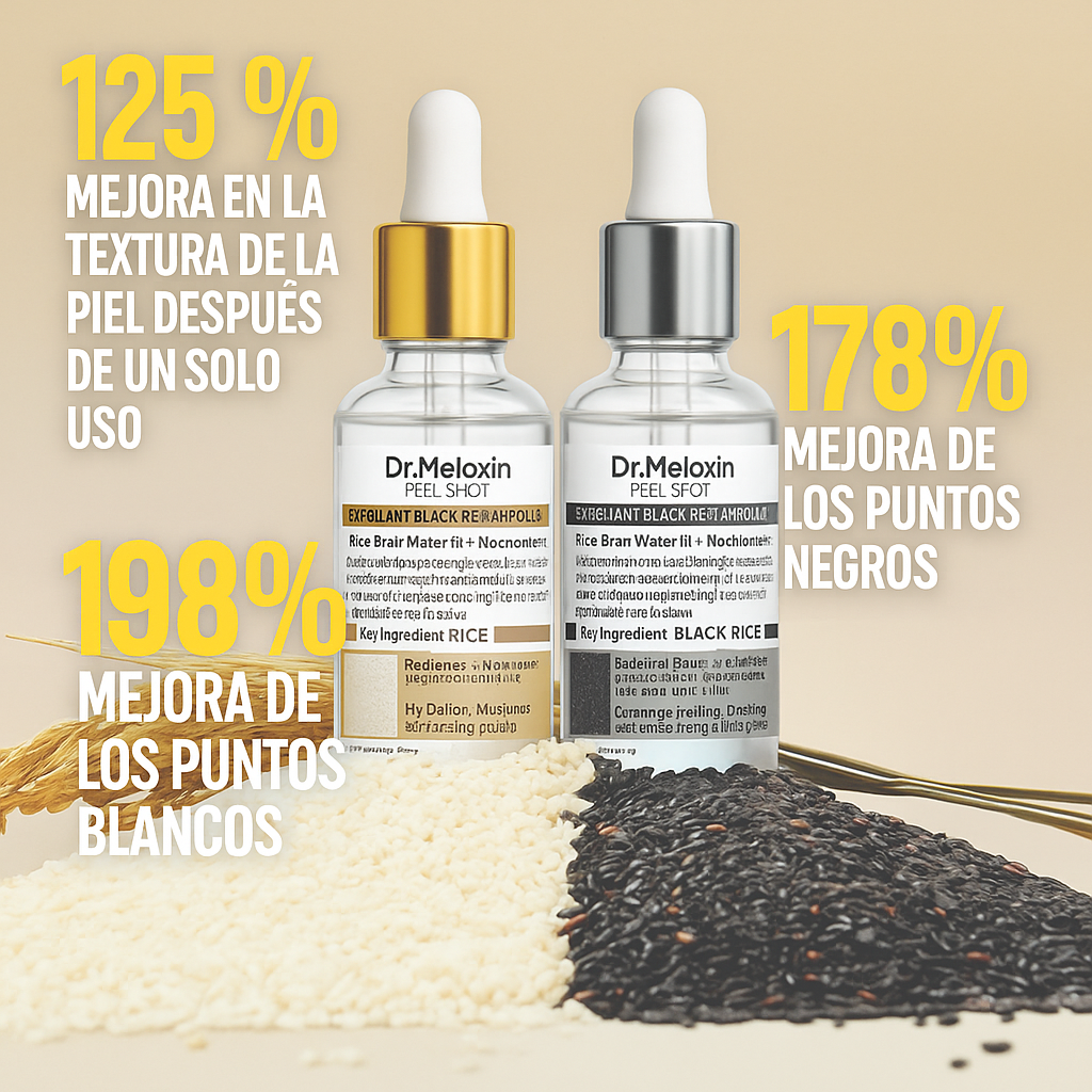Dr. Melaxin Peel Shot Glow™ Duo Black and White 30ml - Serum Exfoliante de Arroz